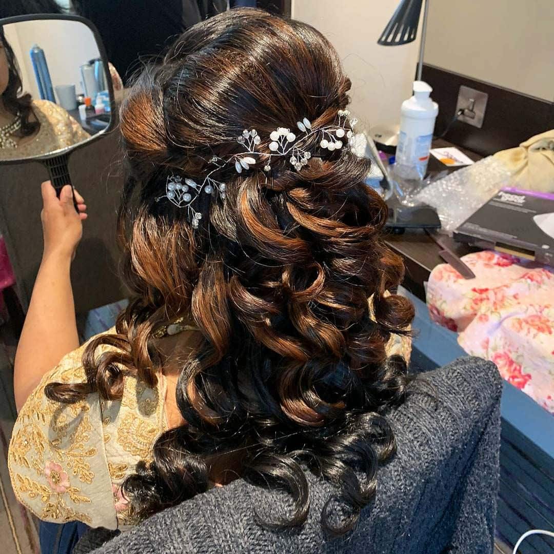 Beautiful curly Indian party hair