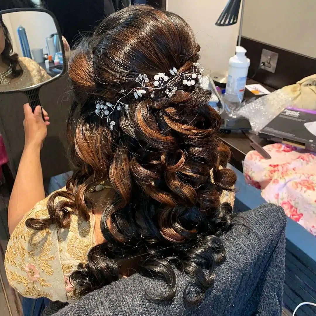 Beautiful curly Indian party hair
